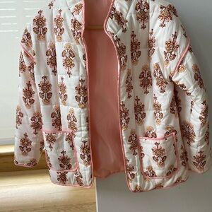 Floral Quilted Women's Jacket - White and Pink